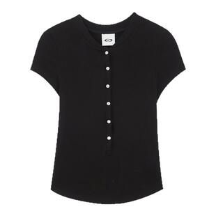 SMIIILE亨利领正肩短袖T恤女上衣夏莱赛尔天丝上衣修身显瘦打底衫