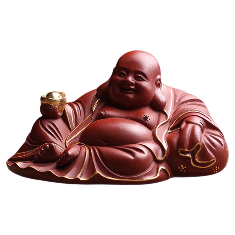 茶宠大肚弥勒佛摆件紫砂茶玩罗汉