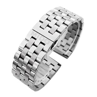 精钢表带代用美度贝伦赛丽布鲁纳m007 m010 m3895男女表链22mm