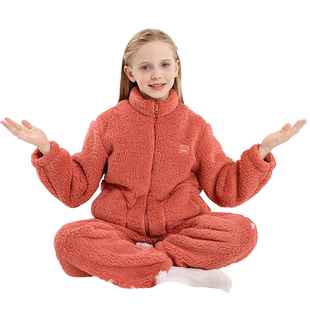 儿童法兰绒家居服套装中大童男孩女孩珊瑚绒睡衣睡裤加绒加厚冬款