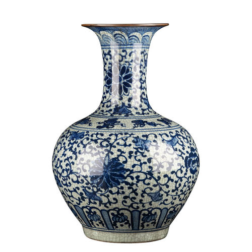 景德镇陶瓷器青花瓷花瓶新中式仿古瓷瓶客厅摆件装饰复古落地大号