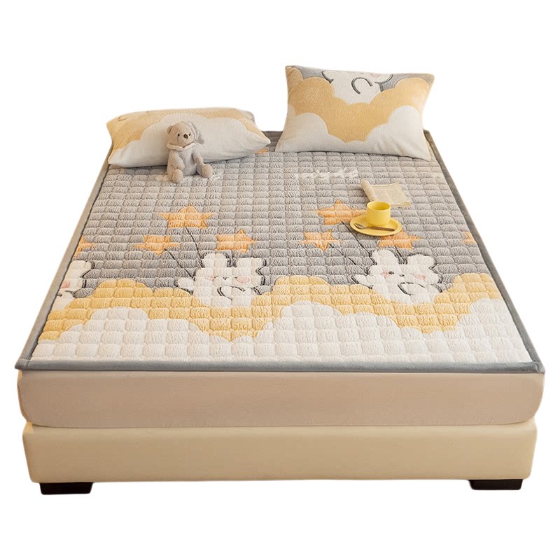 加厚牛奶绒床垫家用软垫子180x200加绒保暖珊瑚绒垫被褥子铺底1.5