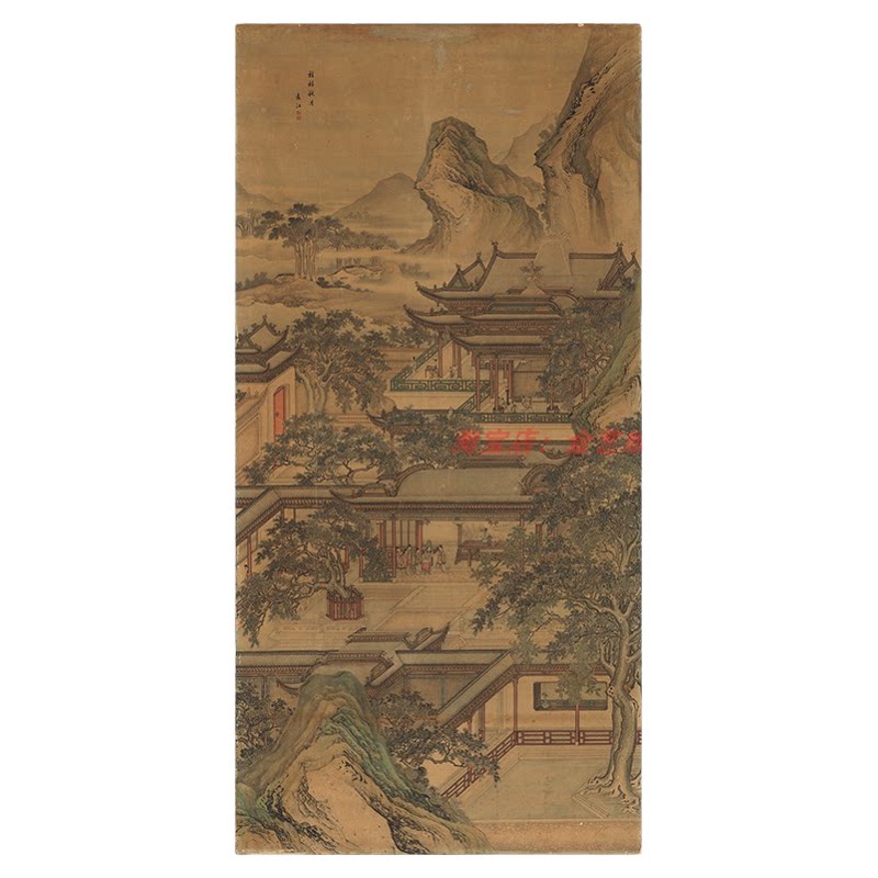 桂林秋月图工笔人物宫廷建筑