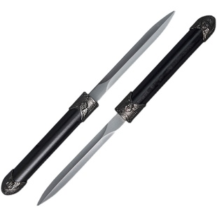 鸳鸯剑不锈钢一体短剑短刀双手剑车载防身宝剑玩具鱼肠剑 未开刃