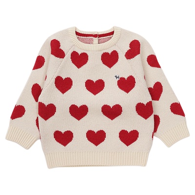 蓝狗爱心满印针织衫小童百搭甜美