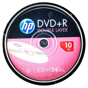 【包邮速发】HP惠普8.5G光盘DVD刻录盘DVD+R 8.5G 桶装大容量D9碟片光碟刻录光盘空白光盘DL 10片装 惠普8.5G