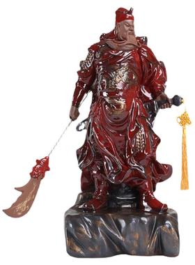 陶瓷关公雕塑工艺镇宅客厅