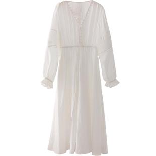 CR女装连衣裙子2026初春夏季新款连衣裙长裙秋装白色海边穿搭度假