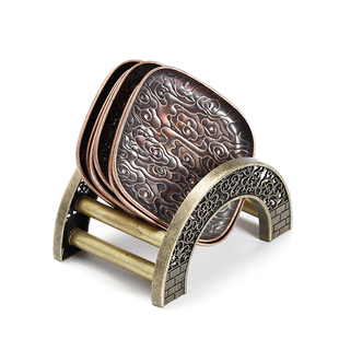 日式合金祥云杯垫茶碟茶杯托仿古禅风隔热垫功夫茶具茶道配件收纳