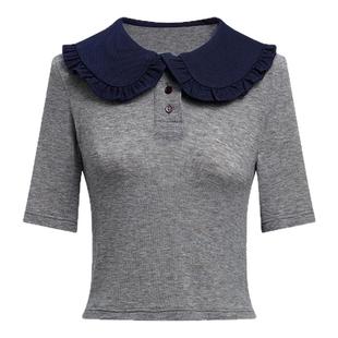 cheap art label 拼色娃娃领polo衫百搭短袖T恤打底上衣女26新款