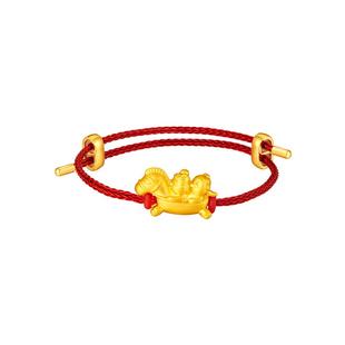 周大生黄金手链足金马虎狗三合生肖转运珠送女友妈妈节日礼物