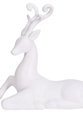 高档禅意白瓷小鹿摆件