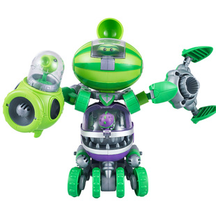 植物大战僵尸2变形玩具大嘴花西瓜投手豌豆射手的机器人合体机甲