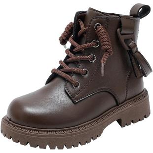 巴布豆童鞋官方旗舰店儿童马丁靴冬季女孩加绒加厚棉靴子男童短靴