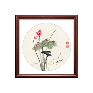 新中式电表箱盒遮挡免打孔配电箱盖板画国画餐厅家用电闸开关挂画