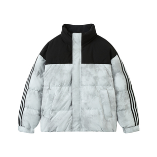 快鱼2025年冬季新款男士羽绒衣脏脏风潮流时尚流行立领羽绒服外套