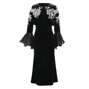 创意狐晚礼服女显瘦两件套正式场合气质裙子黑色裙名媛高端小洋装