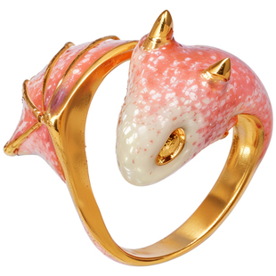 MONVATOO英国小龙形龙头开口戒指男女本命年情侣对戒指环可调节