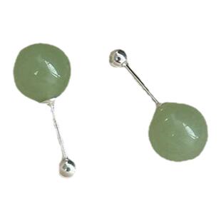 999足银仿和田玉耳钉螺丝拧扣设计睡觉不用摘系列耳饰耳骨钉国潮