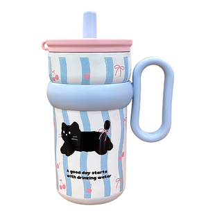可爱马克保温杯女生大容量带吸管保冷水杯高颜值冰霸杯子2024新款