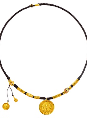 新中式民族风编织串珠金色项链