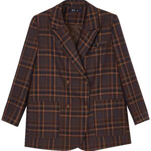 Oece炸街小西装外套春新款女复古经典格纹女士西服