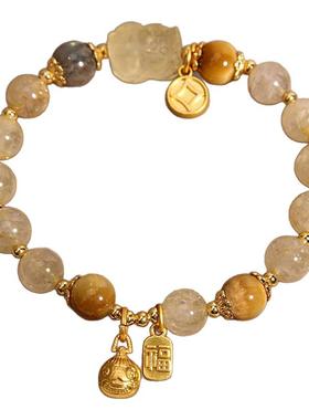 天然金发晶水晶月光石手链手串