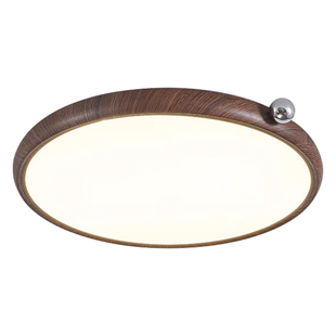 极简中古风全光谱护眼胡桃木色侘寂风房间新中式卧室led吸顶灯