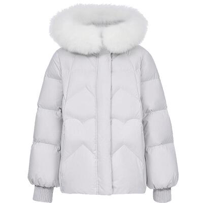 ONLY甜美心形绗缝狐狸毛领羽绒服