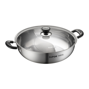 苏泊尔鸳鸯锅火锅锅具家用304不锈钢电磁炉专用加厚火锅盆大容量