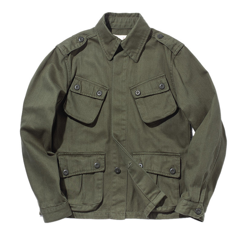 二战美军复古工装M42丛林夹克阿美咔叽复刻伞兵服多口袋长袖外套