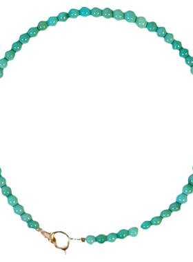 纯天然绿松石原矿小手链14k金夏