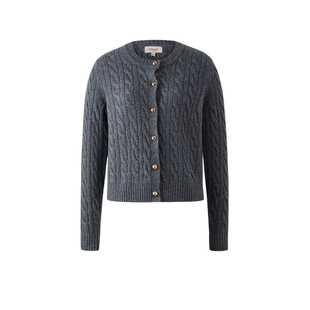 【100%美丽诺羊毛】Eland衣恋毛针织衫女短款开衫2025冬季新款