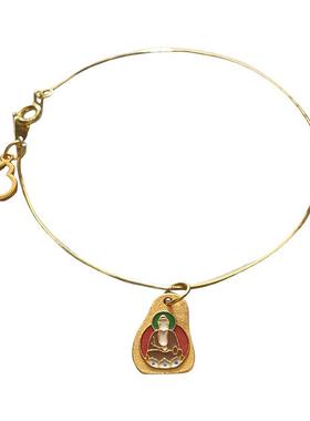 珐琅烧蓝吊坠手链纯银镀金蛇骨链