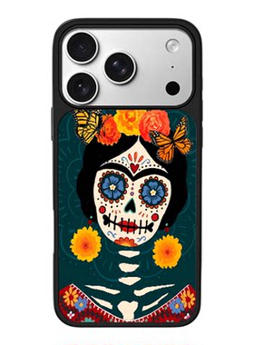 亡灵骷髅头个性适用于苹果17promax新款手机壳iPhone air/16pro/15plus14玻璃13pro小众手机套12男女冰感防摔