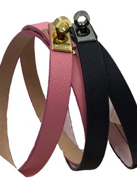 小众真皮手作风黑色包边项圈