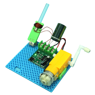 手摇电磁炮套件 科学小制作 儿童积木玩具中小学生手工作业教具