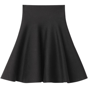 大码针织半身裙女打底裙小个子百褶裙高腰a字裙伞裙胖mm短裙子秋