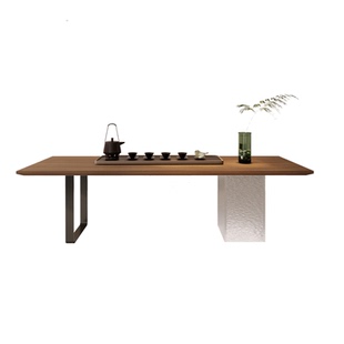 中古风实木茶桌椅组合家用小茶台网红阳台大板泡茶桌亚克力悬浮桌