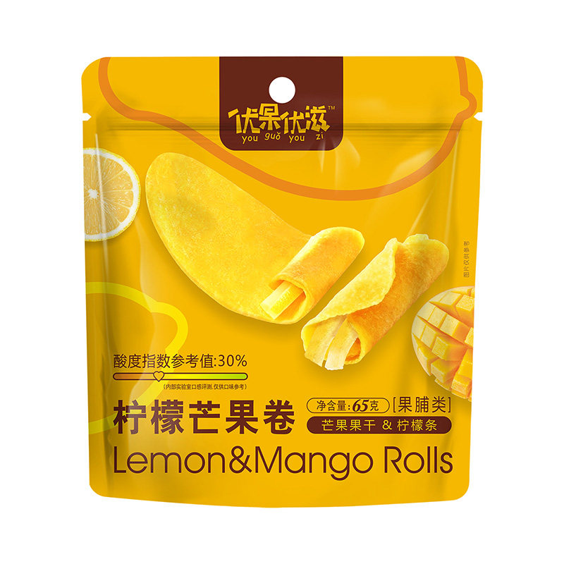 芒果卷柠檬果肉厚实果脯类即食解馋零食独立小包装芒果干柠檬夹心