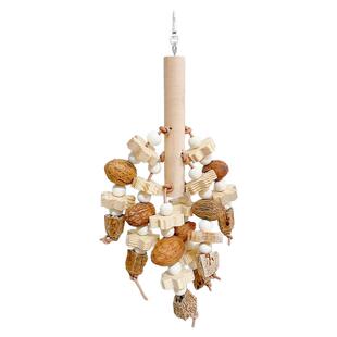 8玖-鹦鹉啃咬挂串木质坚果实磨嘴训练发泄玩具鸟笼挂饰中大型觅食