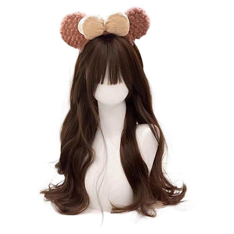 【曲奇】lolita假发卷发棕色长卷发洛丽塔水波纹齐刘海全头套女jk