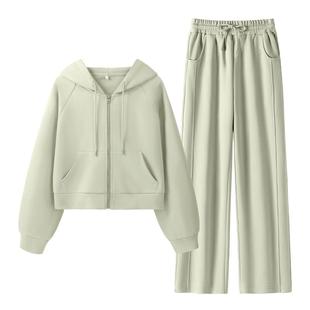 班尼路运动套装女2026新款秋季韩系短款外套休闲裤阔腿裤两件套M