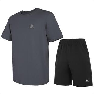 骆驼瑜伽运动套装男女款夏季时尚健身服透气速干训练短袖两件套装