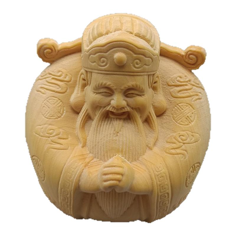 黄杨木雕财神爷摆件汽车内装饰