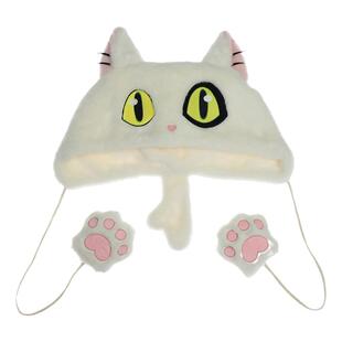 动漫周边可爱猫咪大臣帽毛绒护耳帽瘦脸潮流帽子系带帽兽耳帽子