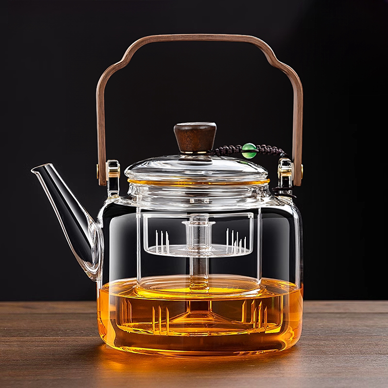 玻璃煮茶壶耐高温新款加厚蒸煮一体电陶炉煮茶器具提梁烧水泡茶壶