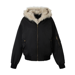 RPB BRAND 座山雕连帽毛领棉服女款冬季小个子加厚保暖棉衣棉袄