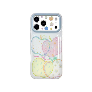 轻派ins可爱简绘彩星线条苹果波点涂鸦适用苹果17promax手机壳iphone16pro新款15pro女款创意带链条全包硬壳
