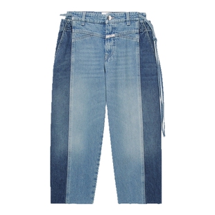 IT CLOSED女装露踝牛仔裤新款时尚个性拼色水桶裤萝卜裤0418SCRO